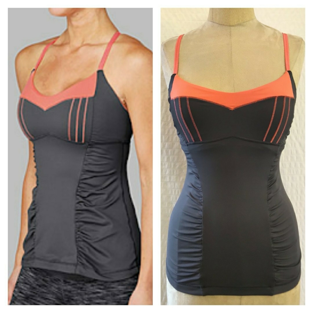 lululemon athletica Dark Gray Tank Top with Coral Trim